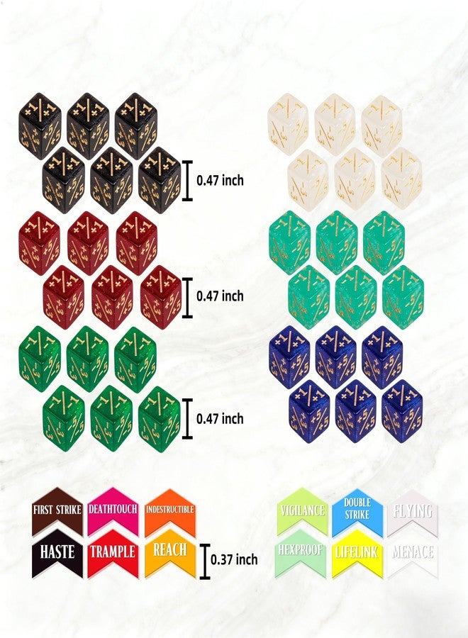 PUGED 61 Pieces MTG Dice Counters and Abilities Keywords Creature Stats Buff Acrylic Tokens with Box for MTG TCG Games Gift Gaming Accessories (Colors) - Image 2